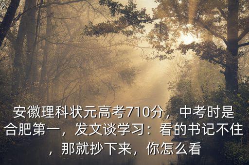 2020安徽省合肥中考狀元多少分,安徽理科狀元高考710分