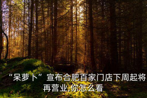 “呆蘿卜”宣布合肥百家門店下周起將再營業,你怎么看
