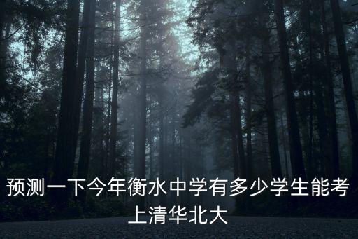 衡水中學考上清華北大有多少學生,衡中考上清華北大多少名