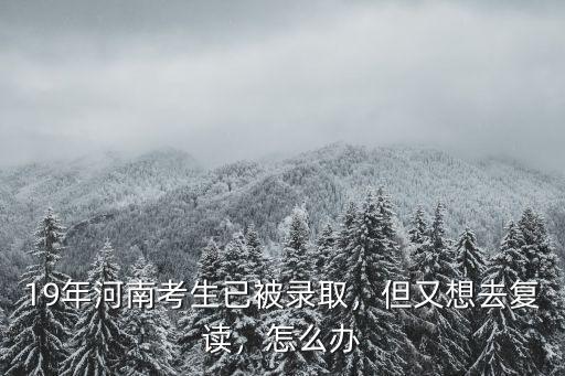 19年河南考生已被錄取，但又想去復(fù)讀，怎么辦