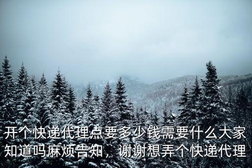 開(kāi)個(gè)快遞代理點(diǎn)要多少錢(qián)需要什么大家知道嗎麻煩告知，謝謝想弄個(gè)快遞代理