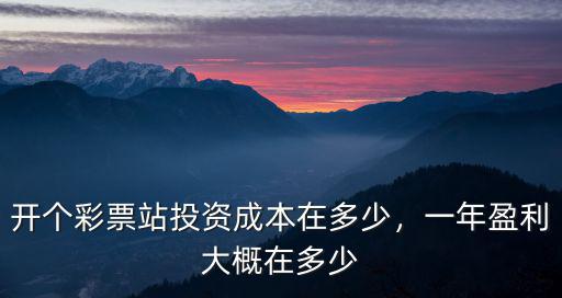 開個彩票站投資成本在多少，一年盈利大概在多少