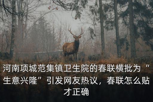 河南項城范集鎮(zhèn)衛(wèi)生院的春聯(lián)橫批為“生意興隆”引發(fā)網(wǎng)友熱議，春聯(lián)怎么貼才正確