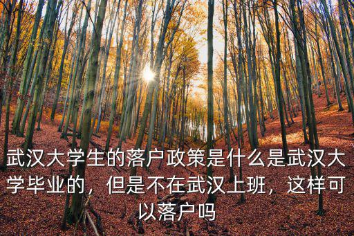 武漢大學生的落戶政策是什么是武漢大學畢業的，但是不在武漢上班，這樣可以落戶嗎