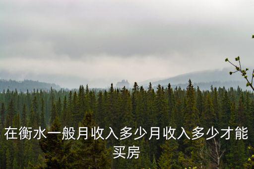 在衡水一般月收入多少月收入多少才能買房