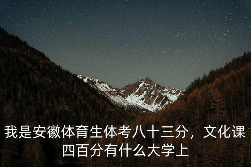 安徽省體育考生需多少分能上大學,文化課四百分有什么大學上