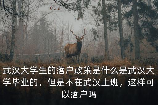 武漢大學生的落戶政策是什么是武漢大學畢業的，但是不在武漢上班，這樣可以落戶嗎