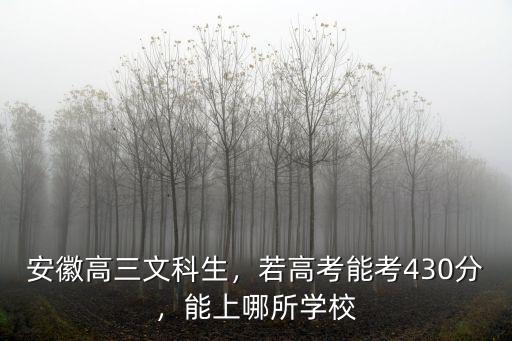 安徽高三文科生，若高考能考430分，能上哪所學校