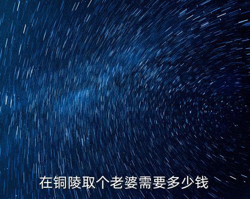 在銅陵取個老婆需要多少錢