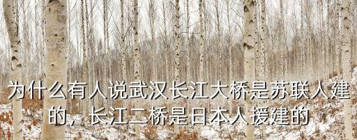 為什么有人說武漢長江大橋是蘇聯人建的，長江二橋是日本人援建的