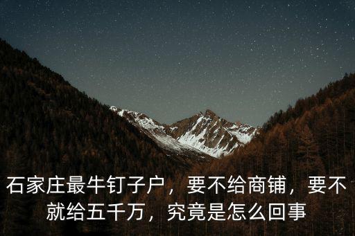 石家莊最牛釘子戶，要不給商鋪，要不就給五千萬，究竟是怎么回事