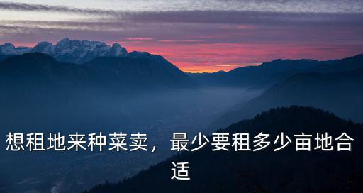 合肥租地種菜要多少錢一個月,最少要租多少畝地合適