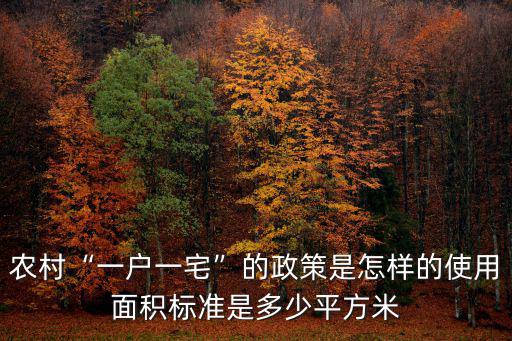 周口農(nóng)村一戶一宅多少平方,農(nóng)村一戶一宅的政策是怎樣的