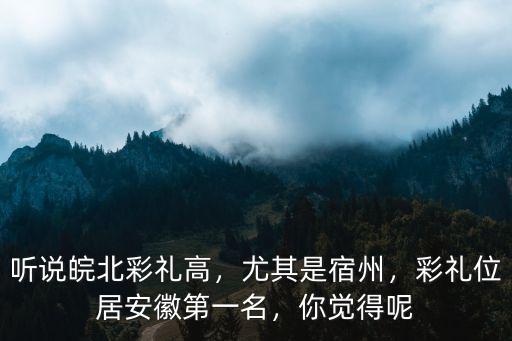 聽說皖北彩禮高，尤其是宿州，彩禮位居安徽第一名，你覺得呢