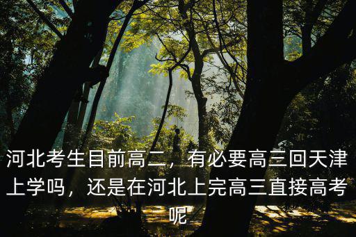 河北考生目前高二，有必要高三回天津上學(xué)嗎，還是在河北上完高三直接高考呢
