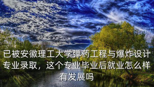 已被安徽理工大學彈藥工程與爆炸設計專業錄取，這個專業畢業后就業怎么樣有發展嗎