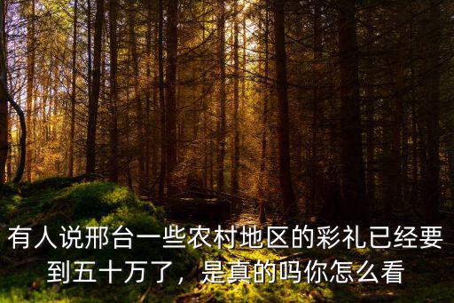 有人說邢臺一些農村地區的彩禮已經要到五十萬了，是真的嗎你怎么看