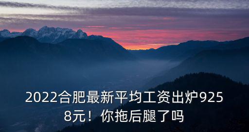 2022合肥最新平均工資出爐9258元！你拖后腿了嗎
