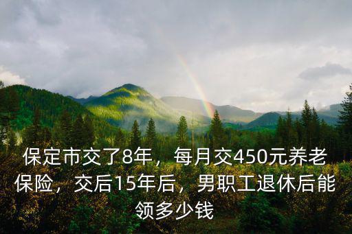 保定市交15年保險領多少錢,男職工退休后能領多少錢