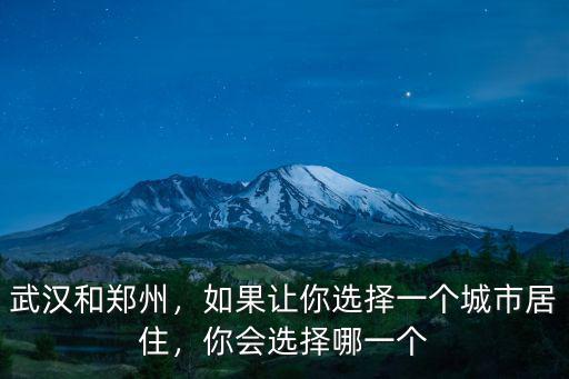 武漢和鄭州，如果讓你選擇一個城市居住，你會選擇哪一個