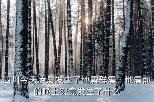今天早晨六點四川哪里地震了,四川今天凌晨發生了地震群震