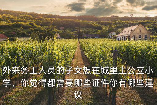 外來務工人員的子女想在城里上公立小學，你覺得都需要哪些證件你有哪些建議