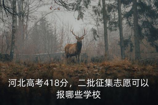 河北高考418分，二批征集志愿可以報哪些學校