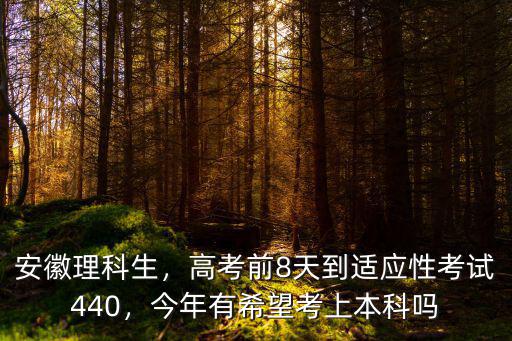 安徽理科生，高考前8天到適應性考試440，今年有希望考上本科嗎