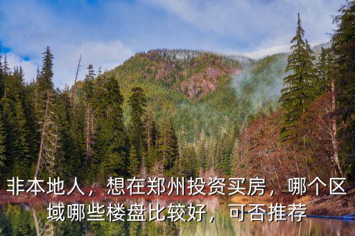 非本地人，想在鄭州投資買房，哪個區域哪些樓盤比較好，可否推薦