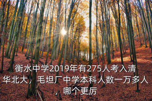衡水中學2019年有275人考入清華北大，毛坦廠中學本科人數一萬多人，哪個更厲
