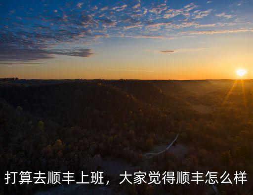 武漢順豐物流上班怎么樣,打算去順豐上班