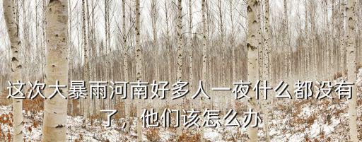 這次大暴雨河南好多人一夜什么都沒有了，他們該怎么辦