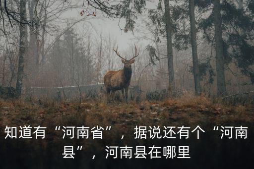 知道有“河南省”，據(jù)說還有個(gè)“河南縣”，河南縣在哪里