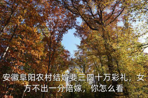 安徽阜陽農村結婚要三四十萬彩禮，女方不出一分陪嫁，你怎么看