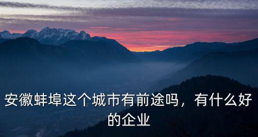 安徽蚌埠這個城市有前途嗎，有什么好的企業