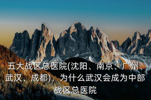 五大戰區總醫院(沈陽、南京、廣州、武漢、成都)，為什么武漢會成為中部戰區總醫院