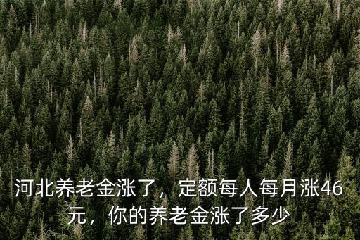 河北養老金漲了，定額每人每月漲46元，你的養老金漲了多少