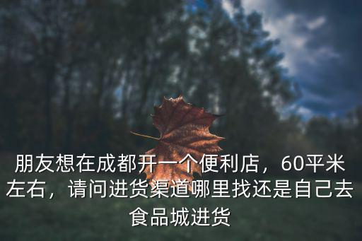 朋友想在成都開一個便利店，60平米左右，請問進貨渠道哪里找還是自己去食品城進貨