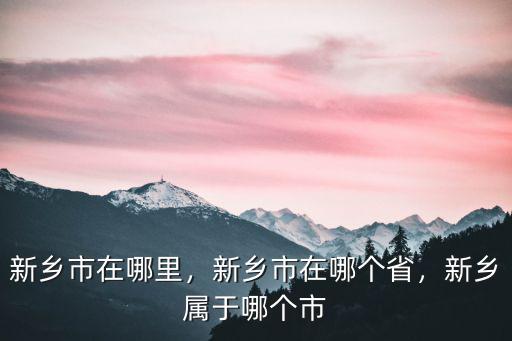 新鄉(xiāng)威佳在哪里,新鄉(xiāng)市在哪里
