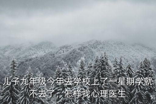 兒子九年級今年去學校上了一星期學就不去了，怎樣找心理醫生