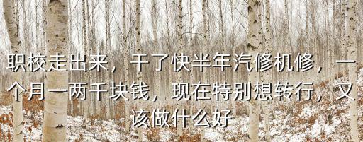 職校走出來，干了快半年汽修機修，一個月一兩千塊錢，現在特別想轉行，又該做什么好