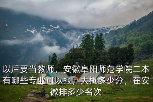 以后要當教師，安徽阜陽師范學院二本有哪些專業可以報，大概多少分，在安徽排多少名次