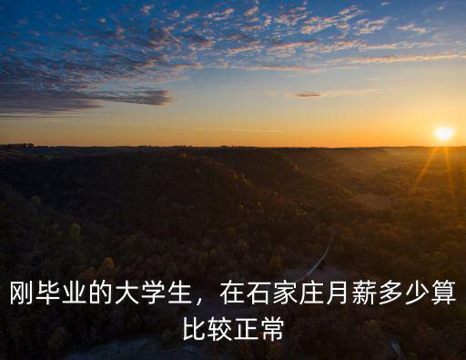 剛畢業的大學生，在石家莊月薪多少算比較正常