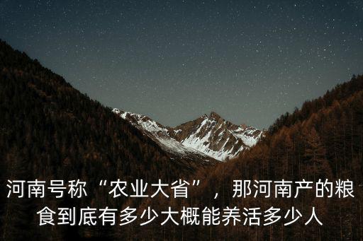 河南號稱“農業大省”，那河南產的糧食到底有多少大概能養活多少人