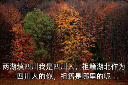 四川人在湖北怎么樣,祖籍湖北作為四川人的你