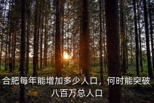 合肥現(xiàn)在總?cè)丝谑嵌嗌?合肥每年能增加多少人口