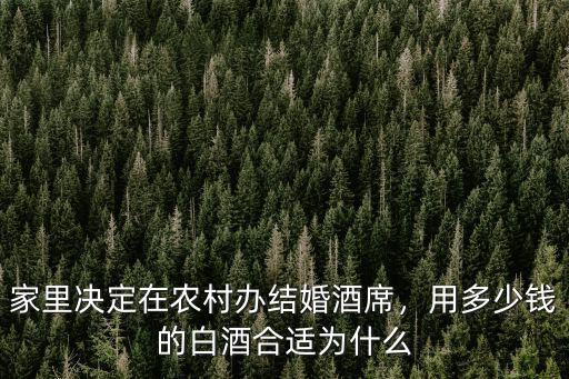 家里決定在農村辦結婚酒席，用多少錢的白酒合適為什么