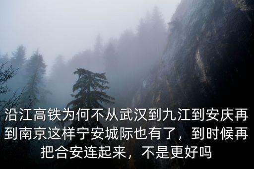 沿江高鐵為何不從武漢到九江到安慶再到南京這樣寧安城際也有了，到時候再把合安連起來，不是更好嗎