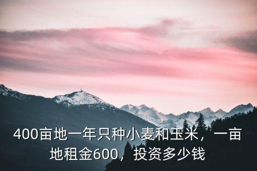 400畝地一年只種小麥和玉米，一畝地租金600，投資多少錢