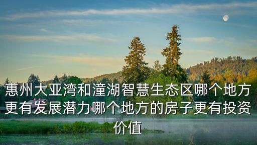 惠州大亞灣和潼湖智慧生態區哪個地方更有發展潛力哪個地方的房子更有投資價值